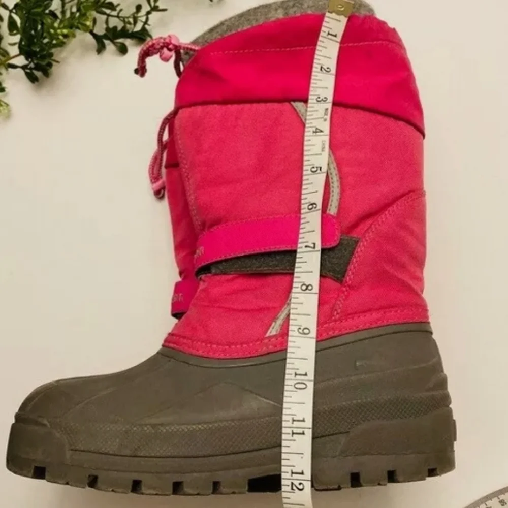 L.L. Bean girl's boots pink gray silver rain snow Northwoods size 4